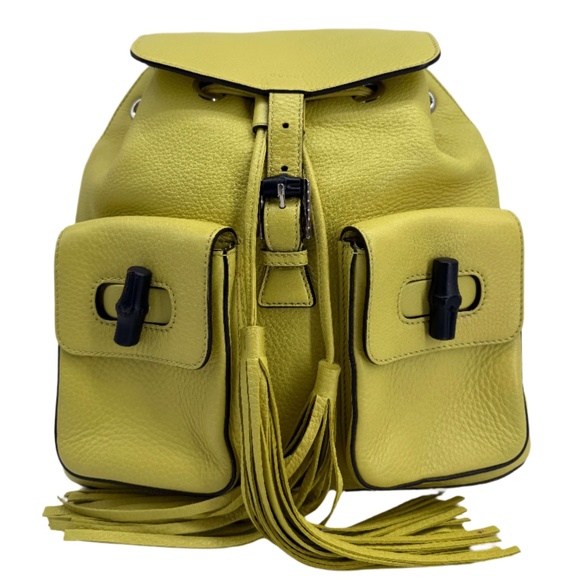 Gucci Cellarius Calfskin Medium Bamboo Backpack – Mimosa Flower - Picture 2 of 9
